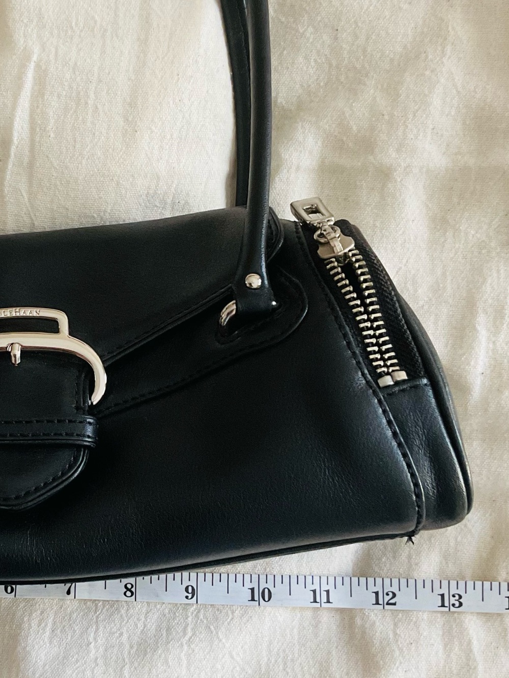 Cole Haan Black Shoulder Leather Bag with Silver Hardware. NWOT condition. OS - Picture 11 of 13